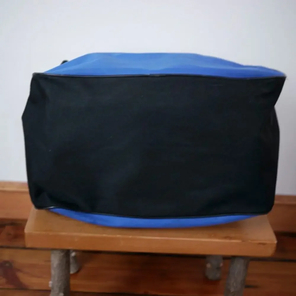 ADIDAS Black White Blue Duffle Travel Sports Gym Carry On Shoulder Bag 18x10x10